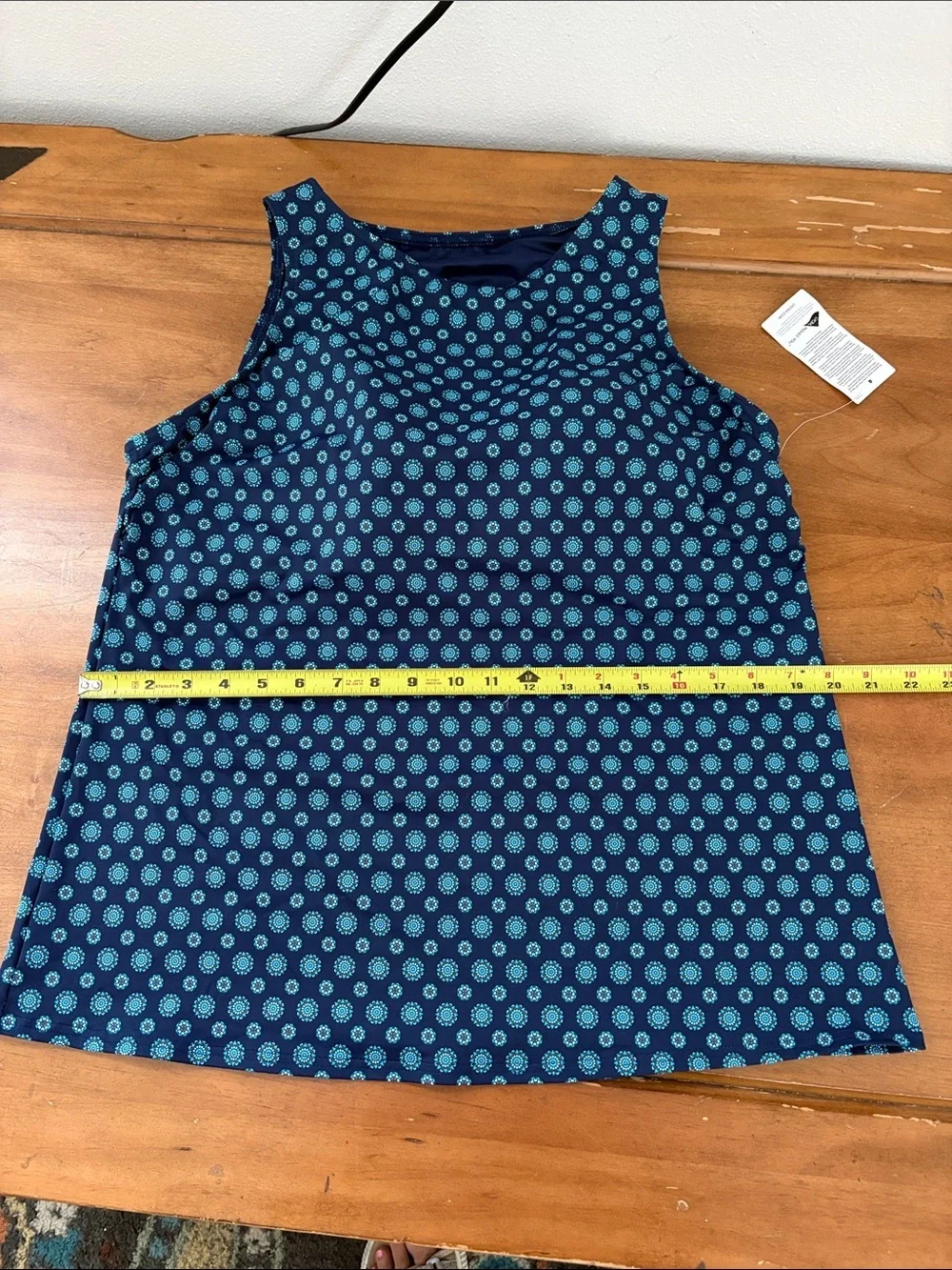 Lands' End NWT Navy Tankini with Teal Dot Medallion Print Size 18